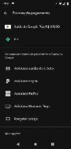 Conta com 315 Reais de saldo no Google Play Store
