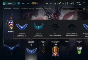 Diamante 4 com 100 Champs e 24 Skins - League of Legends LOL