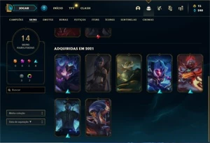 Conta ouro 4 com 43 Champs e 14 Skins + 2 Fragmentos - League of Legends LOL