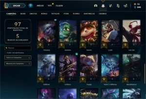 Conta ouro 4 com 43 Champs e 14 Skins + 2 Fragmentos - League of Legends LOL