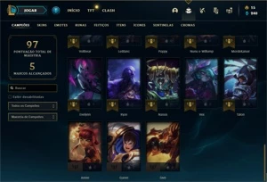 Conta ouro 4 com 43 Champs e 14 Skins + 2 Fragmentos - League of Legends LOL