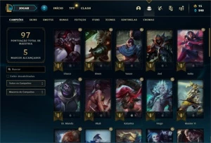 Conta ouro 4 com 43 Champs e 14 Skins + 2 Fragmentos - League of Legends LOL