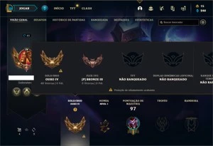 Conta ouro 4 com 43 Champs e 14 Skins + 2 Fragmentos - League of Legends LOL