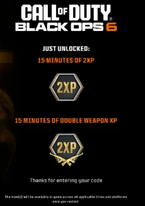 30 Minutos Xp Duplo Bo6 /15 Min Xp Duplo + 15 Min Xp De Arma - Outros