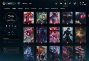 Conta ouro 3 com TODOS os champs e 246 Skins + 3 Prestigios - League of Legends LOL