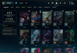Conta ouro 3 com TODOS os champs e 246 Skins + 3 Prestigios - League of Legends LOL