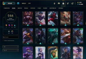 Conta ouro 3 com TODOS os champs e 246 Skins + 3 Prestigios - League of Legends LOL