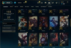 Prata 4 com 55 Champs e 18 Skins + 1 Fragmento - League of Legends LOL