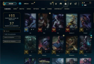 Prata 4 com 55 Champs e 18 Skins + 1 Fragmento - League of Legends LOL