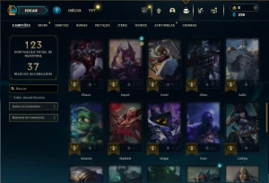 Prata 4 com 55 Champs e 18 Skins + 1 Fragmento - League of Legends LOL