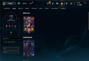 Prata 4 com 55 Champs e 18 Skins + 1 Fragmento - League of Legends LOL