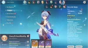 Conta Genshin Impact AR 7 com Ganyu Zhongli Amos Mona Keqing