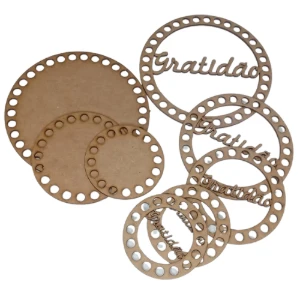 Kit 10 Base Para Crochê, MDF 3mm, Fio De Malha 08 a 30...