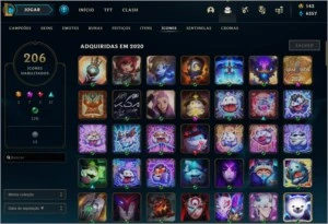 CONTA DIAMANTE 4 - 207 SKINS -2 MÍTICAS E 15 LENDÁRIAS - League of Legends LOL