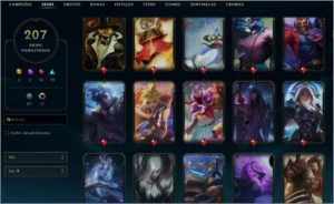 CONTA DIAMANTE 4 - 207 SKINS -2 MÍTICAS E 15 LENDÁRIAS - League of Legends LOL