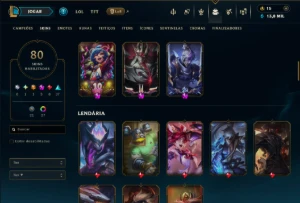 Prata 3 com TODOS os Champs e 80 Skins ( Mais de 50 Jogos ) - League of Legends LOL