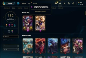 Conta platina 3 com 145 Champs e 132 Skins + 1 Prestigio - League of Legends LOL