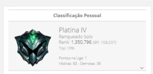 CONTA PLATINA 4 - ESSENCIA PARA TROCAR DE NOME - League of Legends LOL