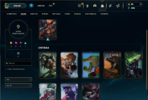 Platina 1 com 45 Champs e 9 Skins + 60 Espolios - League of Legends LOL