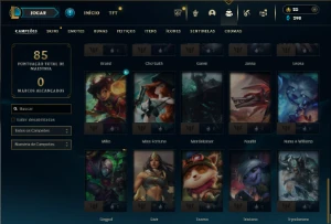 Platina 1 com 45 Champs e 9 Skins + 60 Espolios - League of Legends LOL