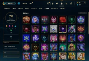 Platina 1 com 45 Champs e 9 Skins + 60 Espolios - League of Legends LOL