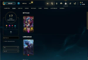 Conta Unranked com 45 Champs e 17 Skins + 1 Fragmento - League of Legends LOL