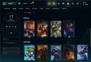 Conta Unranked com 45 Champs e 17 Skins + 1 Fragmento - League of Legends LOL