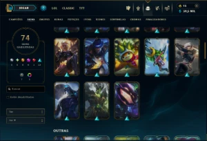 Unranked com 70 Champs e 74 Skins ( JG / TOP ) - League of Legends LOL