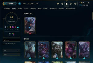 Unranked com 70 Champs e 74 Skins ( JG / TOP ) - League of Legends LOL