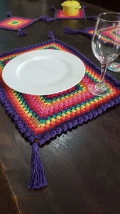 Jogo Americano Luxuoso Retangular em Crochê (02 Peças) - Artesanato e Personalizados