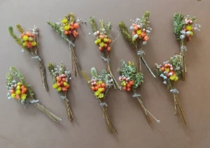 Mini Buquê com Flores Secas 9 cm - Kit com 10 - Artesanato e Personalizados