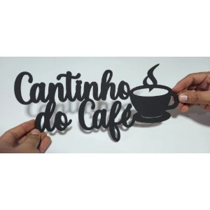 Kit 4 Peças Cantinho do Café em MDF Preto 25 cm - Artesanato e Personalizados
