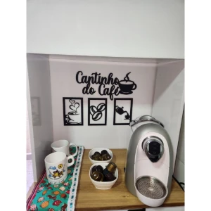 Kit 4 Peças Cantinho do Café em MDF Preto 25 cm - Artesanato e Personalizados