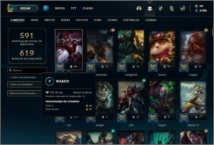 Conta platina 4 com TODOS os champs e 414 skins + RARA - League of Legends LOL
