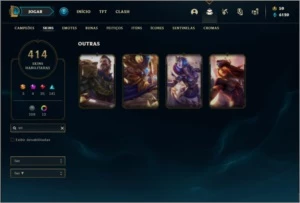 Conta platina 4 com TODOS os champs e 414 skins + RARA - League of Legends LOL