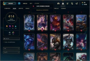 Conta platina 4 com TODOS os champs e 414 skins + RARA - League of Legends LOL