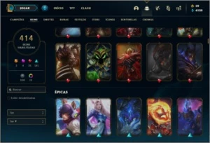Conta platina 4 com TODOS os champs e 414 skins + RARA - League of Legends LOL