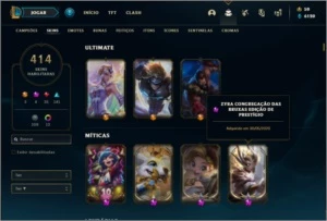 Conta platina 4 com TODOS os champs e 414 skins + RARA - League of Legends LOL