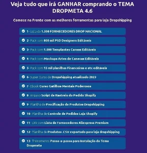 Tema Shopify Dropmeta® V. 4.3 +1500 fornecedores brasileiros - Outros