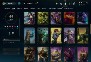 Platina 1 com 70 Champs e 49 Skins - League of Legends LOL