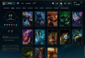 Platina 1 com 70 Champs e 49 Skins - League of Legends LOL