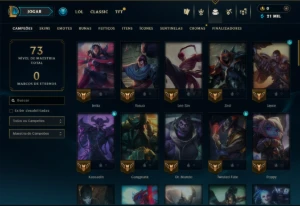 Platina 1 com 70 Champs e 49 Skins - League of Legends LOL