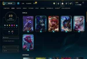 Platina 1 com 70 Champs e 49 Skins - League of Legends LOL