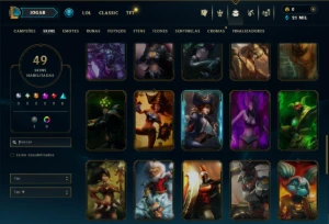 Platina 1 com 70 Champs e 49 Skins - League of Legends LOL