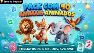 Pack de 40 Animais Animados