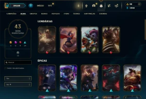 Esmeralda 4 com 130 Champs e 43 Skins + 2 Fragmentos - League of Legends LOL