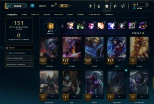 Unranked com 55 Champs e 21 Skins - League of Legends LOL