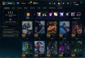 Unranked com 55 Champs e 21 Skins - League of Legends LOL