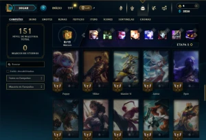 Unranked com 55 Champs e 21 Skins - League of Legends LOL