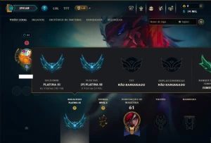 Platina 3 com 45 Champs e 8 Skins - League of Legends LOL